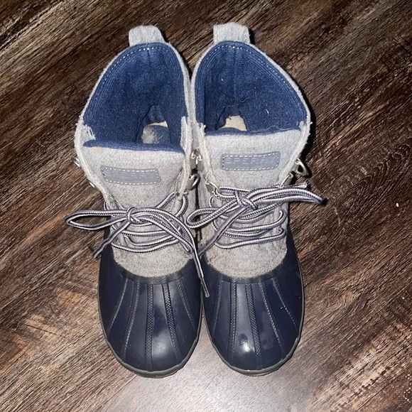 Sperry Kids Blue and Gray Rain Boots - Picture 1 of 6